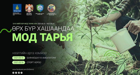 СХД-Т ӨРХ БҮР ХАШААНДАА МОД ТАРЬЯ АРГА ХЭМЖЭЭ БОЛНО