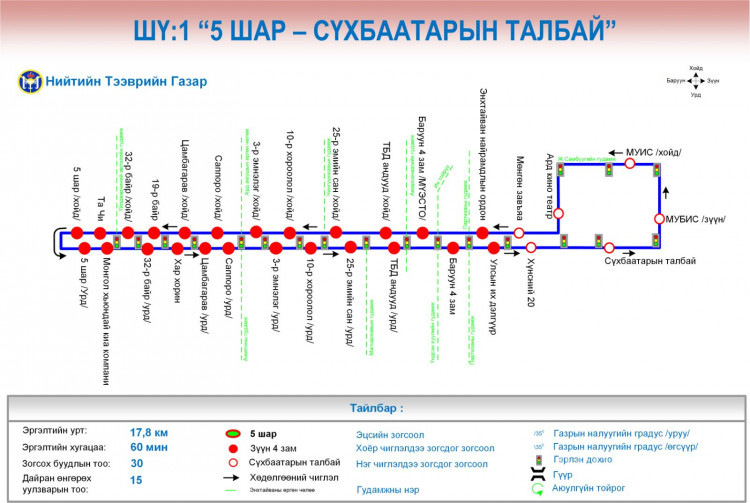 Шөнийн автобус зургаан чиглэлд 22:00-02:00 цагийн хооронд үйлчилнэ